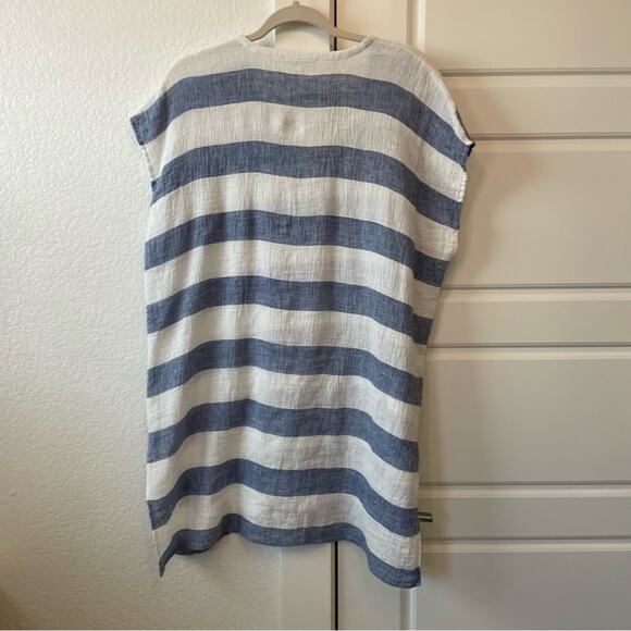 Eileen Fisher Striped Linen Crinkle Gauze Tunic - Picture 3 of 6